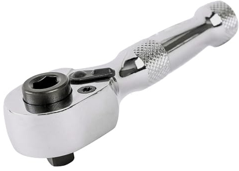 Bestgle 1/4 Drive Stubby Ratchet Wrench, 72 Teeth Dual Socket and Bit Driver Reversible Small Ratchet Wrench, Short Handle Compact Tool for Tight Spaces