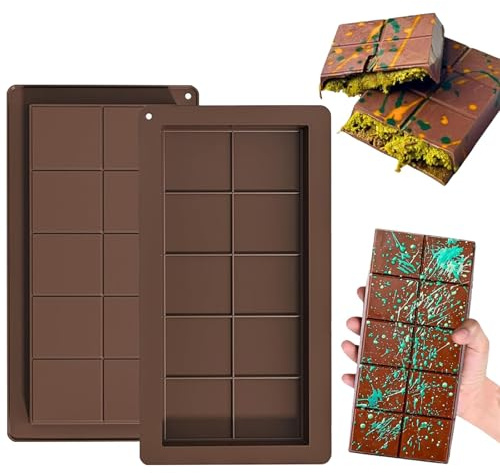 Yuaiosn 2 Pièces Moule Tablette de Chocolat, Moule Silicone Chocolat, Moule Pepites de Chocolat, Moules À Chocolat Profonds Moules À Chocolat Super Profonds