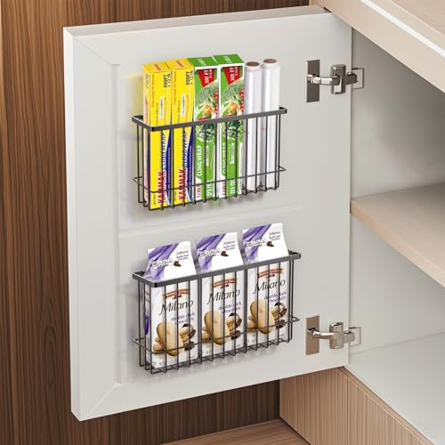 Pavlleen 2 Stück Küchenschranktür-Aufbewahrungsbox, Selbstklebendes | Wandmontierte Aufbewahrungsbox,Küchenschranktür-Aufbewahrungsregal,Badezimmer/Schrank/Kleine Gegenstände Organizer