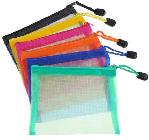 6 Stück Mini Netzbeutel mit Reißverschluss Mesh Kosmetiktasche Beutel Net Schminktasche Klein Reise Kulturbeutel Aufbewahrung Für Schule Bürobedarf Flugzeug Kleine Gegenstände 13.5 × 10 × 0.9 cm
