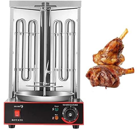 Electric Vertical Kebab Gyro Grill Machine,Barbecue Stove,Vertical Rotisserie,Rotisserie Broiler Machine with Heating Tubes and Meat Catch Pan,for Home Restaurant Kitchen Parties,Electric