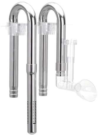 Entrada y caño para acuarios con skimmer, acuario de acero inoxidable Lily Pipes para tubos de 12 mm/16 mm, tubos de entrada y drenaje en forma de U con 2 soportes fijos para tanque de peces