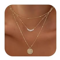 VIROMY Guldhalsband för kvinnor 14k Dainty Guldkedja Halsband Layer Halsband Enkel Avtagbar Hängsmycke Kubansk Fiskbenskedja Paperclip Kedja Choker Halsband, 1, Koppar, Ingen ädelsten