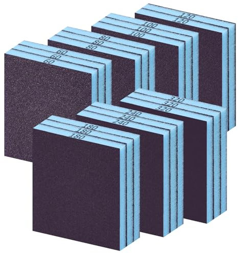 Flintronic 20 Stück Schleifschwämme, Nass-Trocken-Schleifpapier, Körnung Handschleifblöcke, Schleifpads, Polierschwamm, für Holz, Trockenbau, Metall, Farbe