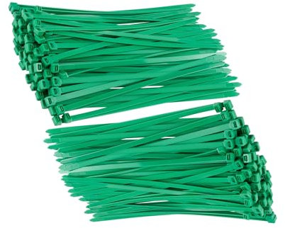 TERF® 100 Pcs Green Cable Ties 200mm (8'') X 3.6mm Premium Nylon Zip Ties Wraps Secure Self Locking Mechanism Plastic Tie for Home Office Garden Garage Workshop DIY Multi use