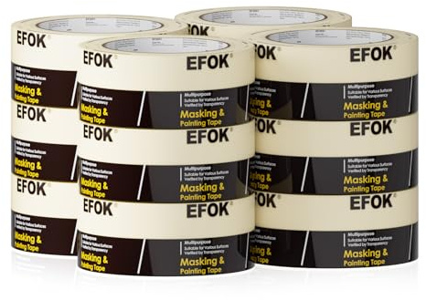 EFOK 10 Pack Masking Tape 2 Inch Wide Bulk, 2026 Upgrade White Painters Tape Anti-UV General Purpose, 1.88 Inch × 55 Yards Total 550 Yards