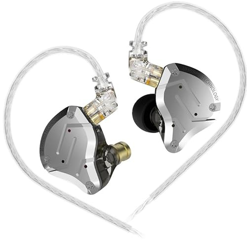KZA COUSTICS ZS10 PRO Auricolari cablati 1DD+4BA Driver ibrido in-ear monitor cuffie con cavo placcato argento design staccabile auricolari per audiofili (senza microfono, nero)