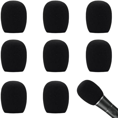 8 Stück Popschutz Mikrofon,Mikrofon Windschutz Schaumstoff,Mikrofon Schutz Schaumstoff,Pop Filter,Pop Schutz,Antibakterieller Windschutz für Handmikrofone,Bühnenauftritte,Outdoor und Studio(Schwarz)