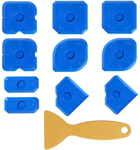 11-Piece Plastic Caulking Tool Set, Sealant Finishing Smoothing Tool for Bathroom, Kitchen, Window and Floor Sealing, Silicone Tool for Professional and DIY Projects