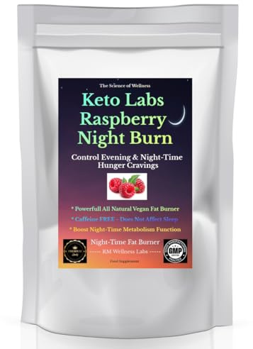 Keto Labs Lampone Night Burn – Soppressore dell'appetito – Controlla il desiderio di fame serale e notturno – 60 compresse