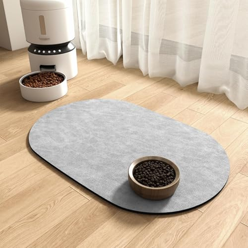 Napfunterlage Hund Katzen Hundenapf Unterlage, Saugfähig Futterunterlage Hunde rutschfeste Futtermatte, Futterunterlage für Katzen Hund Matte Futtermatten für Hunde (Hell Grau, 30 x 50 cm)