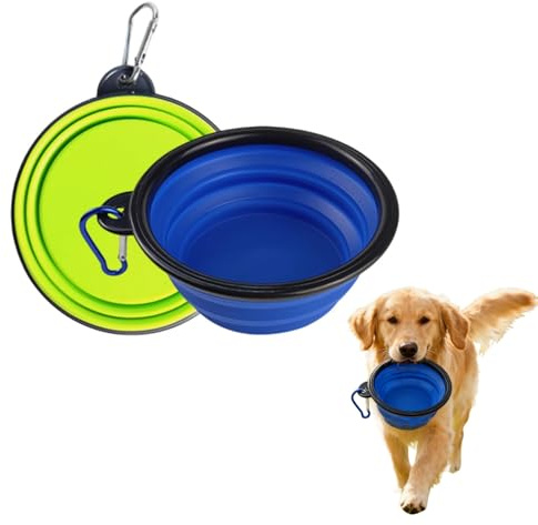 2 ciotole pieghevoli per cani, imbuto, cibo e acqua, per cani, gatti, animali domestici