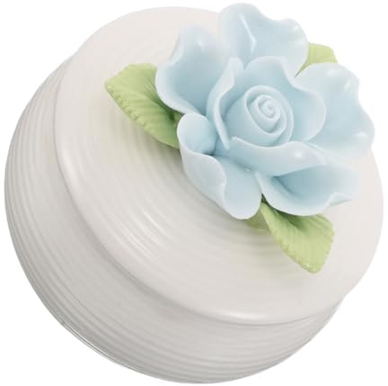 OUNONA Small Jewelry Storage Ceramic Flower Shaped Jewelry Dish Holder with Lid Nordic Elegant Vintage Minimalist Style Versatile Storage Solution for Home Decor