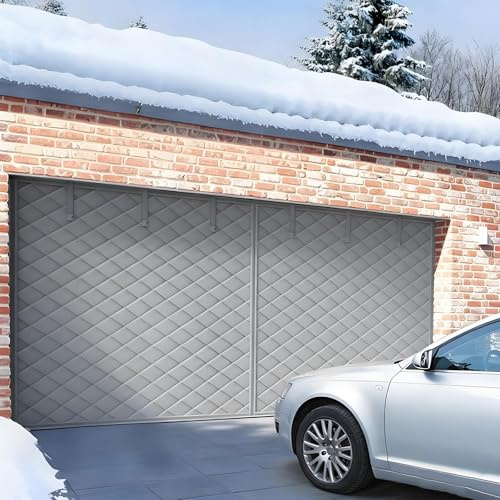 Garage Rideau de Porte Magnétique À Isolation Thermique, Kit D'isolation pour Portes de Garage, Rideau de Porte Isolant Coton, Couverture D'Écran en Hiver(Gray,240x210cm)