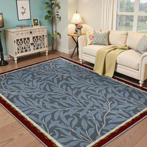 Botanico lavabile 180x240 Tappeto per soggiorno Tappeti morbidi in ardesia blu salice tappeti vintage Boho cottage Botanico Large tappeti a pelo basso per camera da letto pranzo tappetinoo da