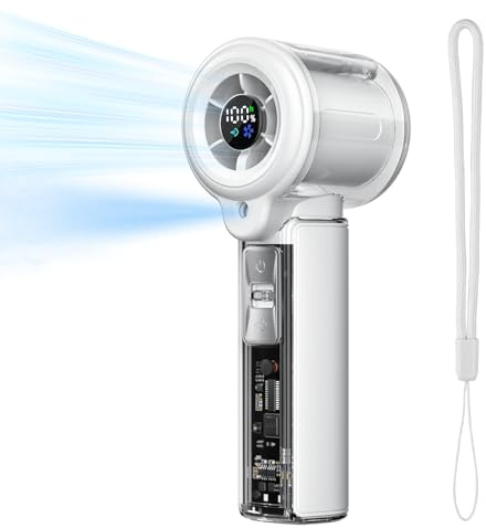 COKUNST Ventilador de mano Portátil Recargable USB-C con Nebulizador | Mini Aire Acondicionado Móvil con Pantalla LED, Perfecto para Acampar, Oficina, Viajar, Camping