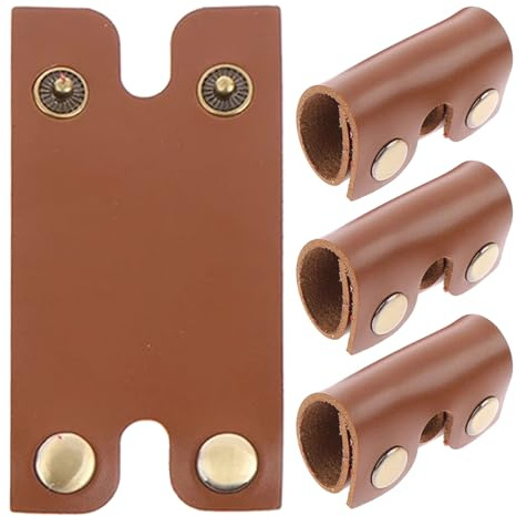 Housoutil 4pcs Safety Razor Head Protector Cover for Double Edge and Manual, Synthetic Leather and Iron Material, Impact Resistant with Easy One-hand Operation, for Travel and Daily