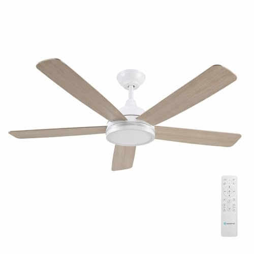 Aigostar Ventilador de Techo con Luz y Mando a Distancia, Ventilador de Techo Silencioso, 6 Velocidades, LED Dimmerabile, Motore DC Reversibile, Función de Memoria