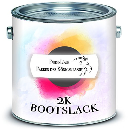 FARBENLÖWE 2-K GLÄNZEND Yachtlack inkl. Härter hochwertiger Bootslack für GFK/Polyester/Kunststoff Farbauswahl und Farblos Bootsfarbe Yachtfarbe 2-Komponenten Lack