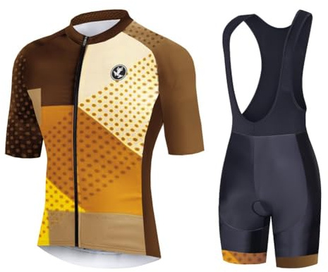 UGLY FROG Radtrikot Herren Kurzarm Fahrradbekleidung Set Outdoor Sports Radfahren Jersey + Radfahren Latzhose Shorts im Sommer