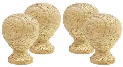 Highland Manor Wood Products Melrose Ball Finial 2 7/8 x 2 1/8 Wide - Unfinished Wooden Finials for Indoor Use - Perfect for Staircases or Bed Posts (Pine) (4 Finials)
