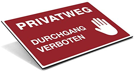Schild PRIVATWEG - DURCHGANG VERBOTEN mit Warnsymbol – Hinweisschild für Privatgrundstücke – Alu-Verbund Warnschild (300 x 200 x 4 mm | Signalrot)