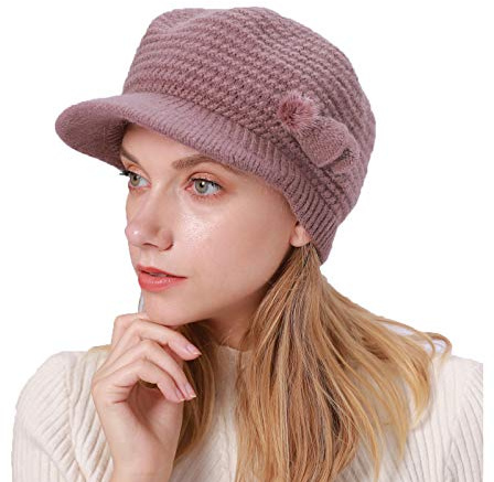 YAMEE Damen Winter Strickmütze Beanie Damen Wollmütze Warm Baskenmütze Gerippte Kappe Damen Winter Hüte