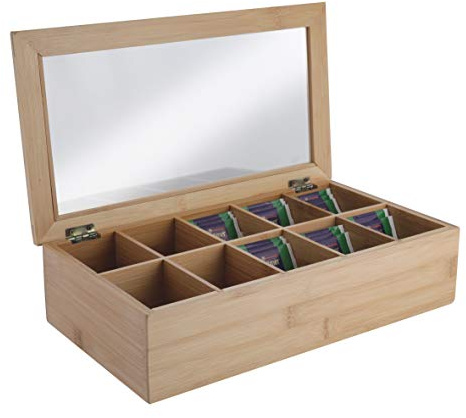 axentia Teebox, holzfarben/transparent, ca. 36 x 9 x 20 cm 133066