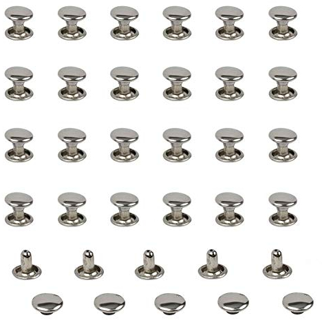 100 PCS 6MM Leather Rivets Silver Double Sided Rivet Tubular Metal Studs for DIY Leather Craft Clothes Shoes Bags Belts Decoration Accessories