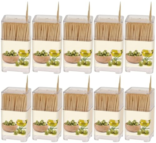 MIJOMA Palillos de dientes prémium de madera sin tratar, perfectos para uso diario, para higiene dental, aperitivos, manualidades (10 x 450 unidades en minilata)