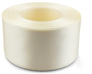 Netuno 1x Satinband Ecru 50 mm x 32 m Schleifenband Geschenkband Dekoband Stoffband bunt Satinrolle farbig Bänder elegant zum Basteln für Hochzeit Taufe Geburtstag Weihnachten Ostern Geschenk