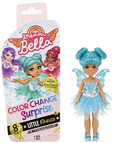 MGA's Dream Bella Farbwechsel Surprise Little Fairies - DREAMBELLA - Kleine Modepuppe mit Flügeln, Accessoires und türkisen Haaren - 14 cm - Zum Sammeln - Tolles Geschenk für Kinder ab 3 Jahren