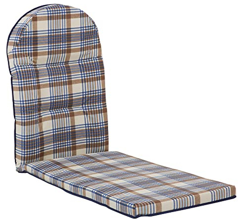 PATIO Liegenauflage Galaxy Plus 162 x 49 x 4/8 cm Liegestuhlauflage Stuhlauflage Sesselauflage Klappsessel Gartenmöbel Hochlehner profilierte ovale Kopfstütze kariert braun blau