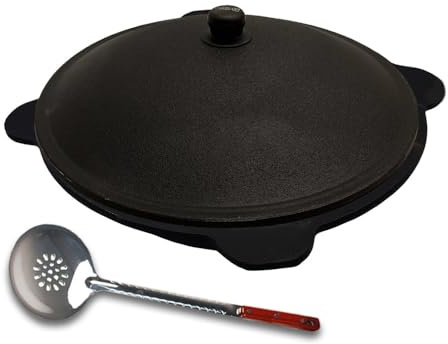 Grillpeter Kasan Gusseisen 16 L Usbekischer Kasan mit Aludeckel und Schaumlöffel