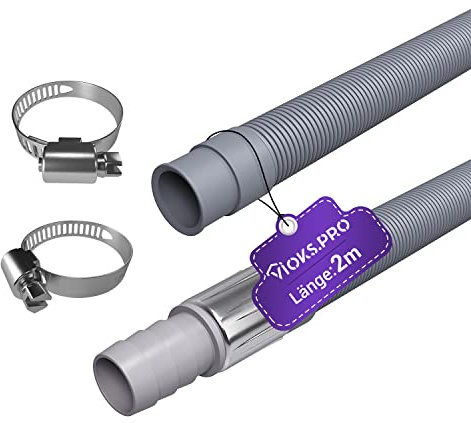 Vioks.pro Ablaufschlauch Verlängerung 2 m für Abwasserschlauch Waschmaschine, Ablaufschlauch Waschmaschine und Abwasserschlauch Spülmaschine