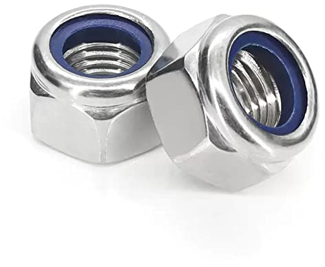 M5-0.8 Selbstsichernde Muttern A2 V2A 304 Edelstahl Sicherungsmutter, Kontermuttern Din 985 mit Nyloneinsätzen 50 Stück