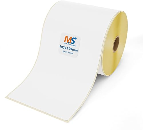 Multi-Shopping Thermo Eco Etiketten Versandetiketten 103 x 199 mm - 250 Stück je Rolle - Kern: 25 mm -permanent haftend DHL, DPD, GLS, UPS Zebra Paketaufkleber