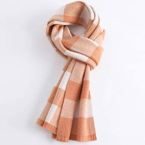 Herbst- und Winterinnen Weibliche Schals Street Mode Vielseitige Süße Studenten Doppelt Warm Warmer Streifen Wollschal, Orange, 175 cm oder mehr