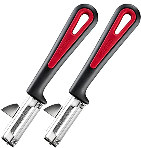 Westmark 2 Universal-Sparschäler/Pendelschäler mit Ausstecher, Gallant, Mit aufgeschraubter Edelstahklinge, Schwarz/Rot, 290922E3