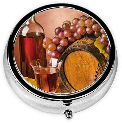 Food and Beverage RestaurantBox 3 Compartment Medicine Organizer Cute Round Case for Purse & Pocket Travel Pillbox Portable Metal Medicine Vitamin Fish Oil Organizer Unique Gift