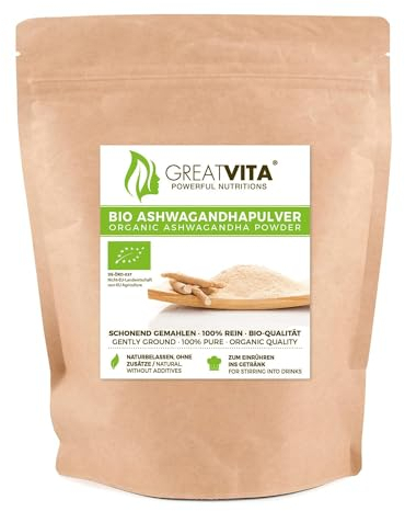 GreatVita Bio Ashwagandha Pulver, 800g, ohne Zusätze