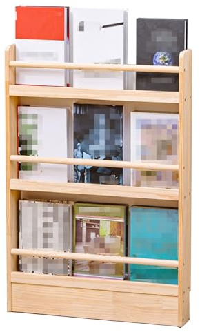 Regale Displays an der Wand, bodenstehende Buchpräsentation, Katalog-Literaturständer für Wohnzimmer, Klassenzimmer, Büros, Holz-Zeitschriftenhalter mit abgestuftem Design (Größe: 4-stufig) (3)
