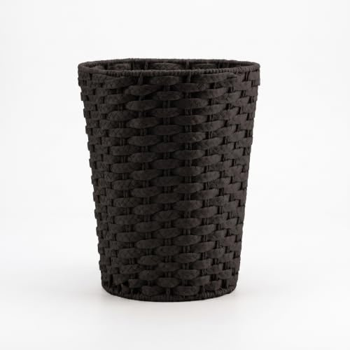 Woodluv Round Waste Paper Basket Bin for Bathroom Home, Black, 25 x 28(H)cm | Storage Boxes, For Bedroom, For Bathroom, For Offices or Home