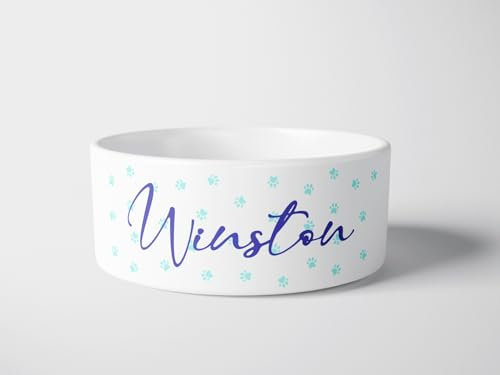 forefrontdesigns Personalised Dog Name Bowl – Custom Ceramic Dog Bowl for Water/Food, Ideal for Dogs and Cats, Personalised Cat Bowl Available in Large and Medium Sizes for Stylish Feeding.
