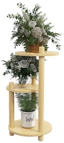 Outsunny - Estantería para plantas de madera, 3 niveles de pedestal, estantes redondos con flores, soporte para macetas, 41 x 39 x 68 cm