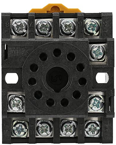 Zócalo de microrelé, 11 Pines Redondos, Terminales de Tornillo, Temporizador de Potencia, Soporte de Zócalo de relé, Montaje en Riel, Zócalo de Base de relé Pf113a, con 11 Pines