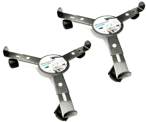 2x Pflanzenroller Metall Rund Verstellbar Ø 25 – 30 cm 3 Rollen Blumenroller Rolluntersetzer