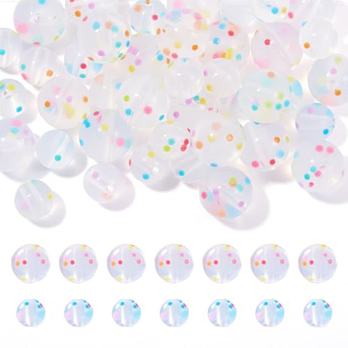 Sparkeads Lot de 40 perles rondes en silicone transparent de 9 mm et 12 mm - Perles d'espacement focales en caoutchouc pour bijoux, colliers, porte-clés, boucles d'oreilles de Noël, dragonne,