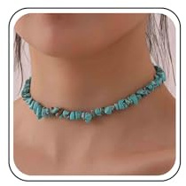 Aneneiceera Boho Unregelmäßig Türkis Choker Halskette mit Türkis Perlen und Blau Edelstein für Frauen