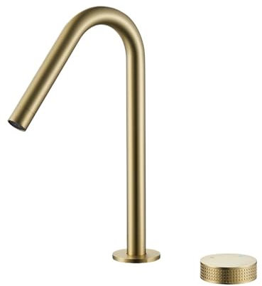 Grifo de lavabo cepillado, grifo de fregadero frío y caliente, caño giratorio 360, mezclador de interruptor moleteado generalizado for baño montado en cubierta(17333MB)